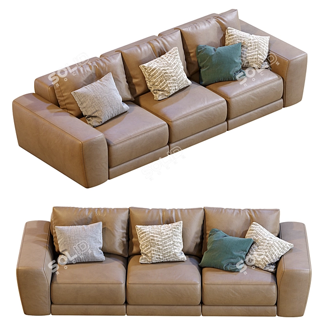 Modern Leather Sofa by Jesse 3D model image 6