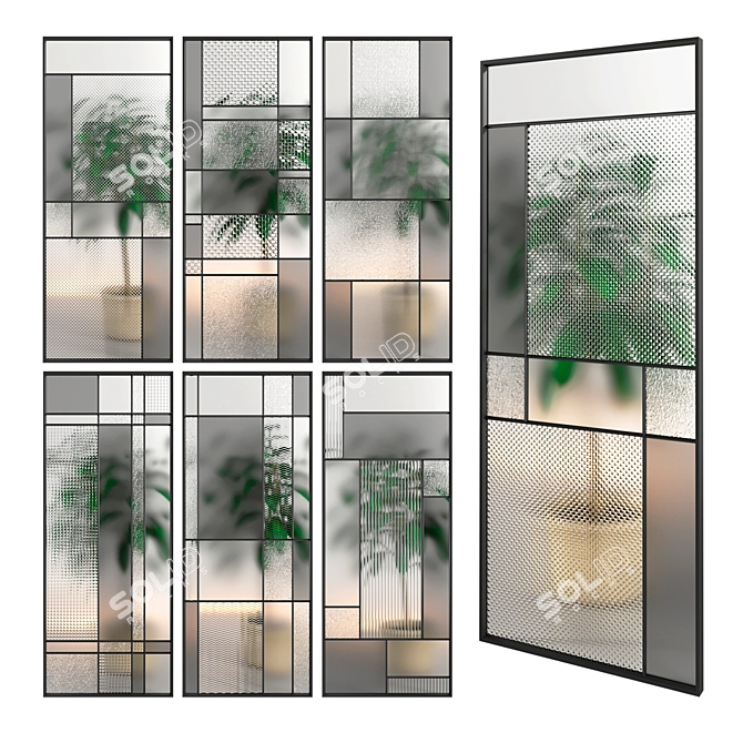 Adjustable Glass Partition 02 3D model image 1