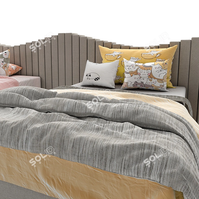 5-Piece Attached Bed Cat Set - 28 3D model image 3