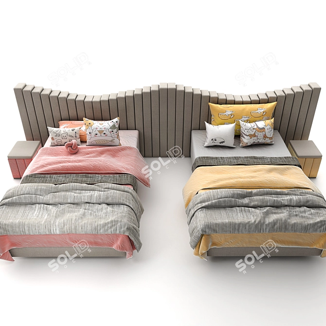 5-Piece Attached Bed Cat Set - 28 3D model image 4