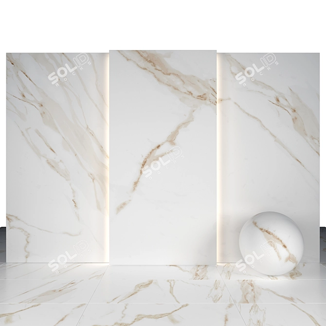 Luxury Calacatta Gold Marble Tiles 3D model image 2