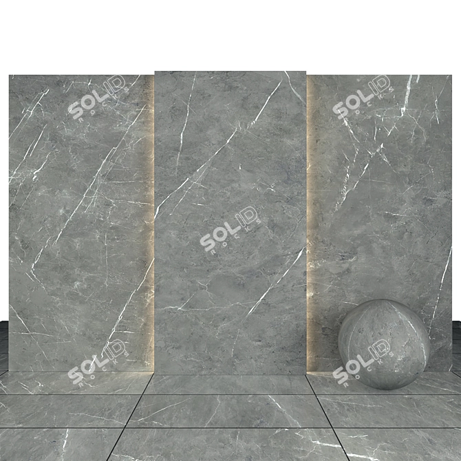 Elegant Roma Gray Stone Tiles 3D model image 1