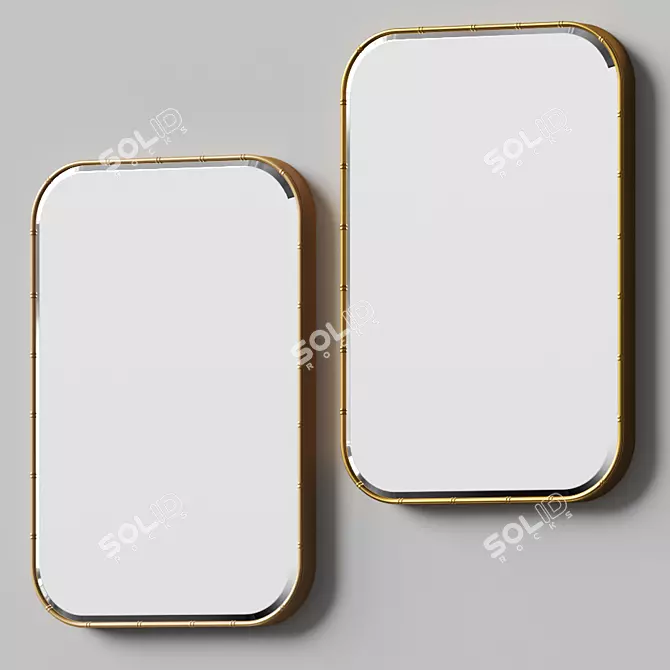 Vintage Bamboo Gold Mirror: Classic Style 3D model image 2
