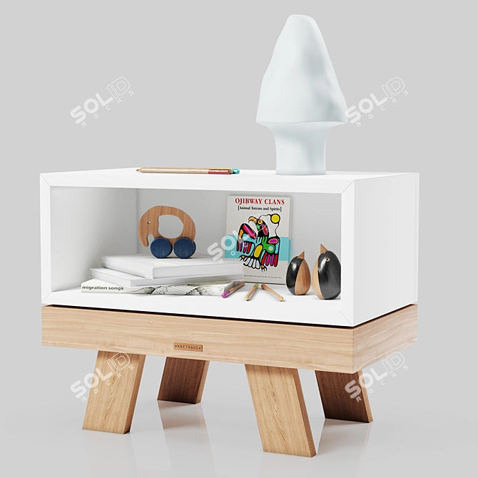 Sleek and Practical Nido Nightstand 3D model image 4