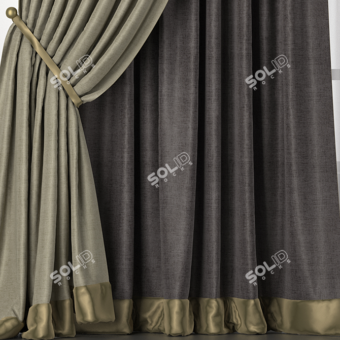 Elegant Curtain Set with Tulle 3D model image 3