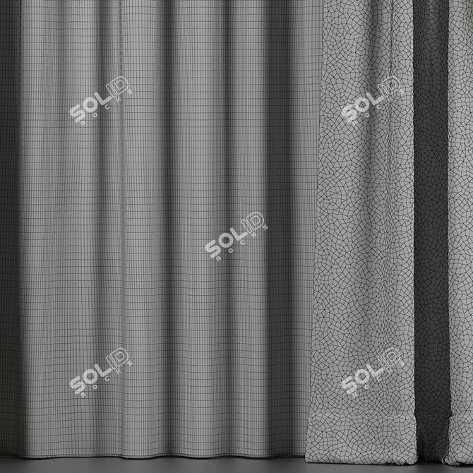 Elegant Curtain Set with Tulle 3D model image 4