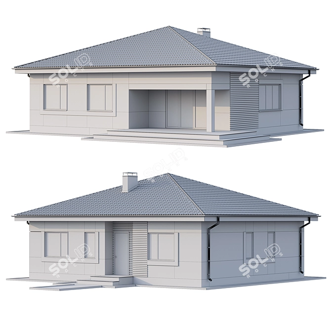 Contemporary Wood Finish One-Storey Cottage 3D model image 5