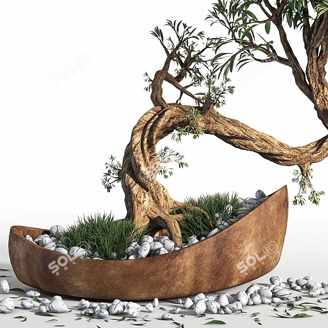 Artistic Bonsai Plant Sculpture 3D model image 3