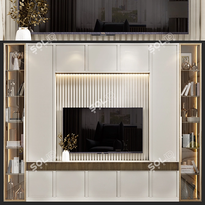 Elegant Neoclassical TV Wall 3D model image 1