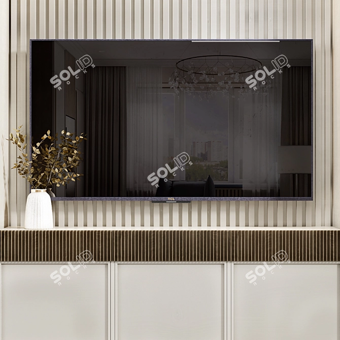 Elegant Neoclassical TV Wall 3D model image 2