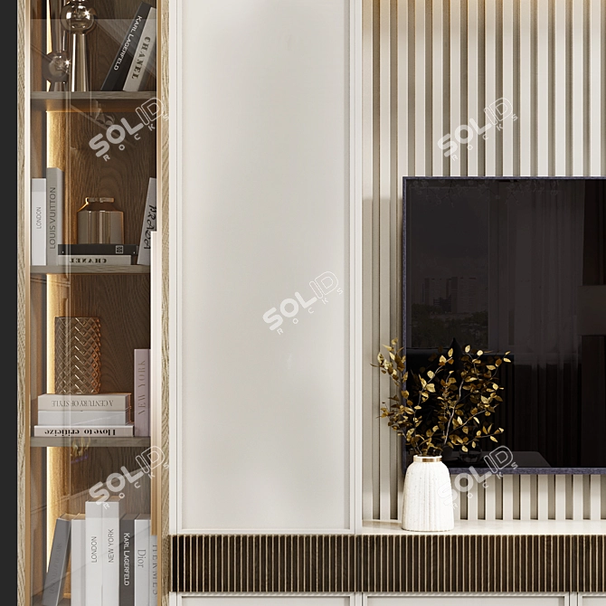 Elegant Neoclassical TV Wall 3D model image 3