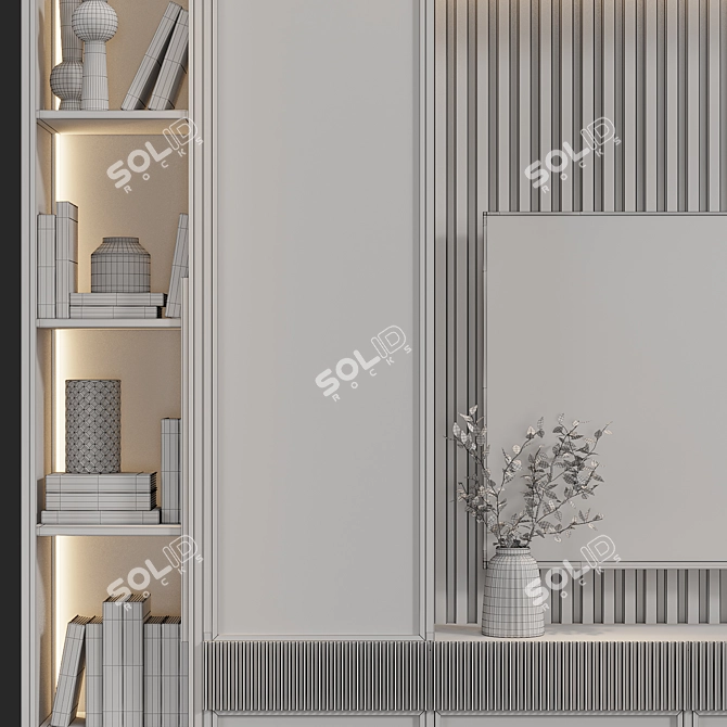 Elegant Neoclassical TV Wall 3D model image 4