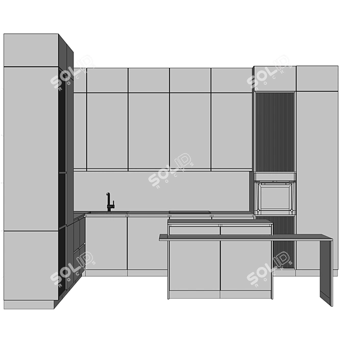 Elegant Kitchen Range: Faber Cylindra Isola Gloss+ and Blanco Mixer 3D model image 6