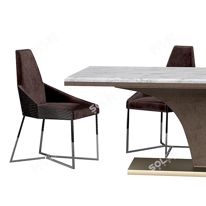 Luxurious Velvet Dining Set: Omotesando by Longhi 3D model image 2
