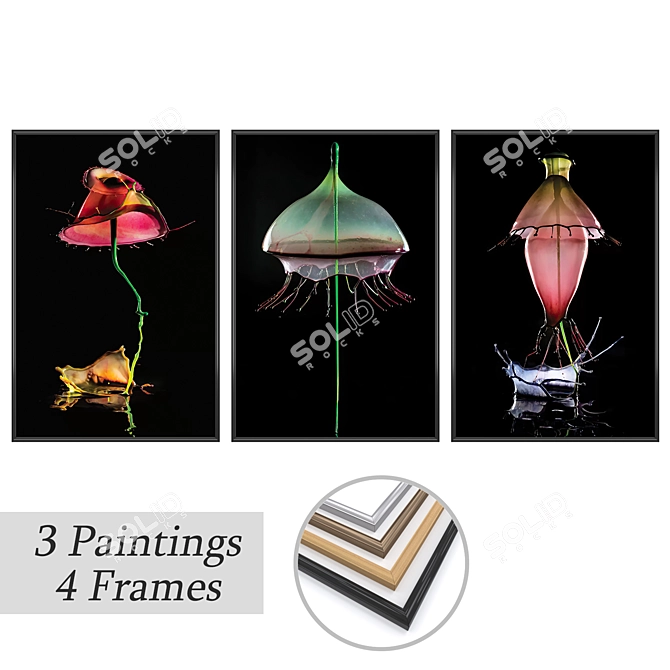 Eclectic Wall Art Set 3D model image 1