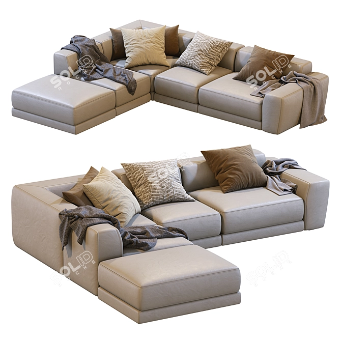 Pasha Leather Sofa by Jesse 3: Elegant and Timeless 3D model image 1