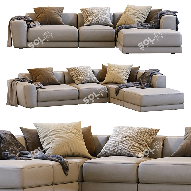 Pasha Leather Sofa by Jesse 3: Elegant and Timeless 3D model image 2