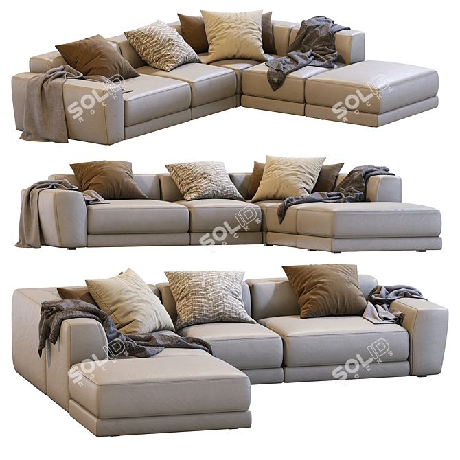 Pasha Leather Sofa by Jesse 3: Elegant and Timeless 3D model image 5