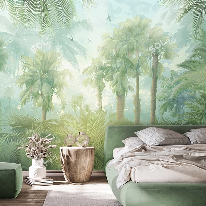 Title: Tropical Paradise Panels - Customizable Design Wallpapers 3D model image 4