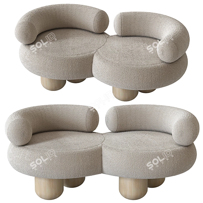 Elegant Siamese Sofa: Perfectly Crafted 3D model image 23