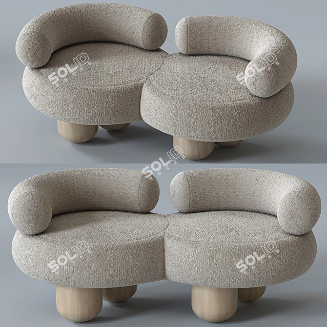 Elegant Siamese Sofa: Perfectly Crafted 3D model image 26