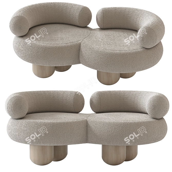 Elegant Siamese Sofa: Perfectly Crafted 3D model image 11