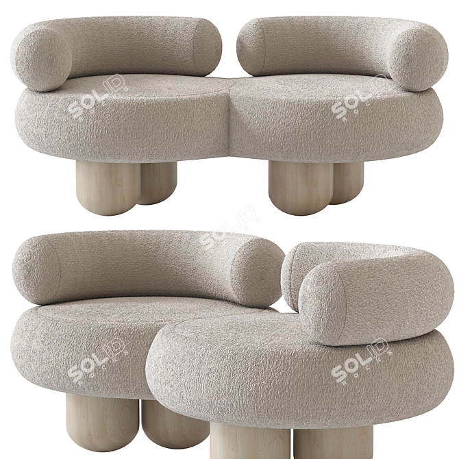 Elegant Siamese Sofa: Perfectly Crafted 3D model image 14