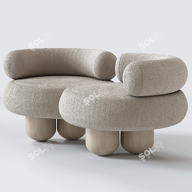 Elegant Siamese Sofa: Perfectly Crafted 3D model image 20