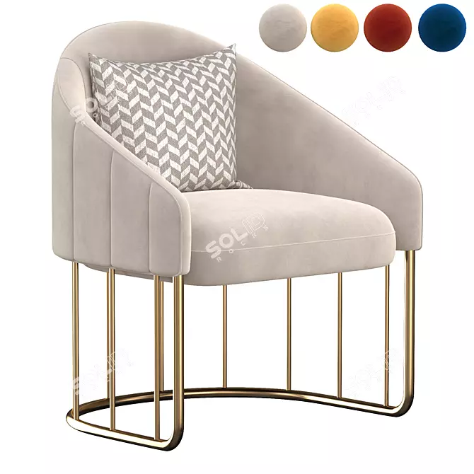 Luxury Gold Velvet Accent Chair 3D model image 1