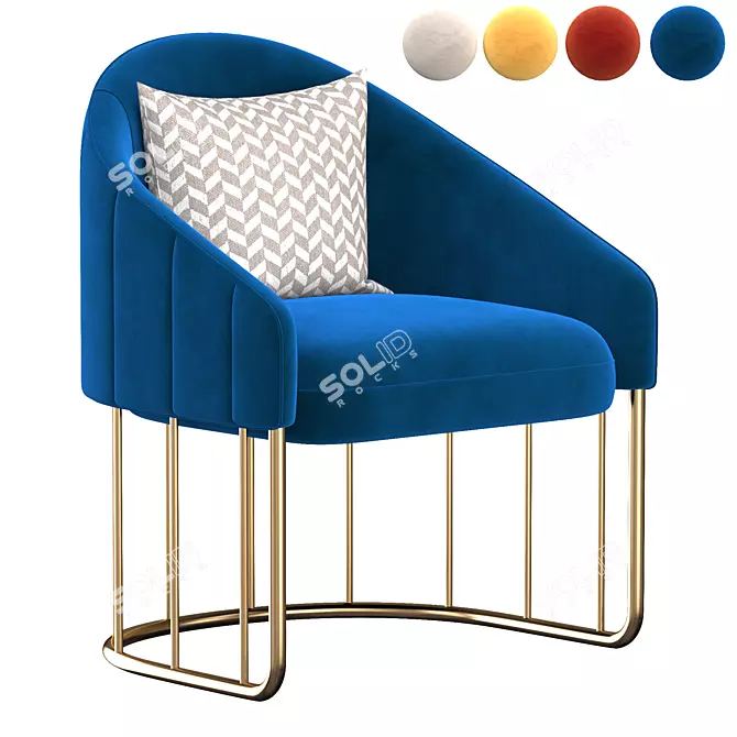 Luxury Gold Velvet Accent Chair 3D model image 4