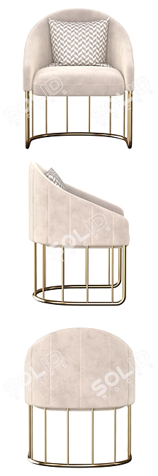 Luxury Gold Velvet Accent Chair 3D model image 5
