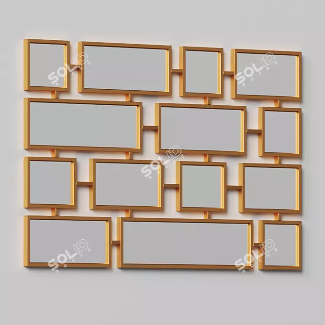 Geometric Gold Rectangles Wall Mirror by Clear Home Design 3D model image 2