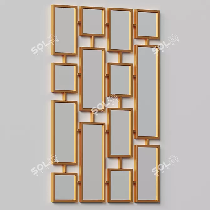 Geometric Gold Rectangles Wall Mirror by Clear Home Design 3D model image 3