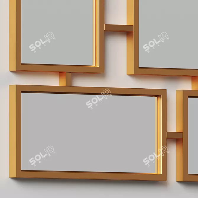 Geometric Gold Rectangles Wall Mirror by Clear Home Design 3D model image 4