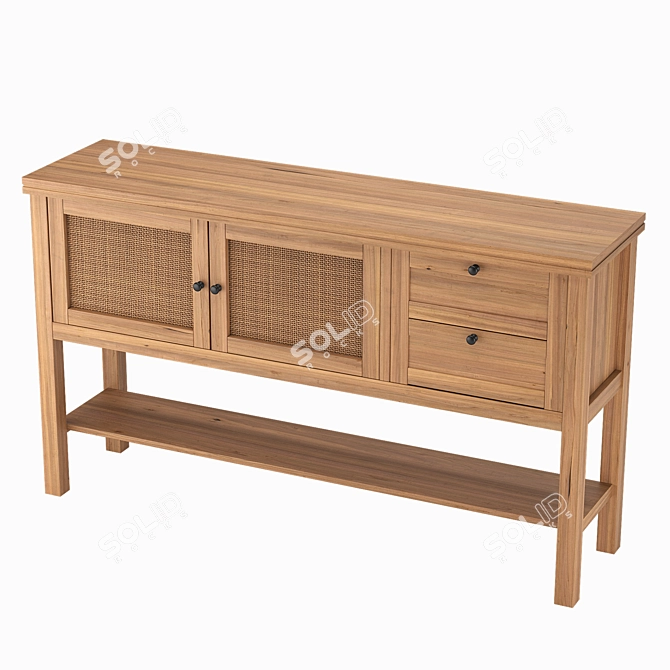 Gabin Pine & Woven Buffet: Elegant 1420 x 370 x 840H mm Design 3D model image 2