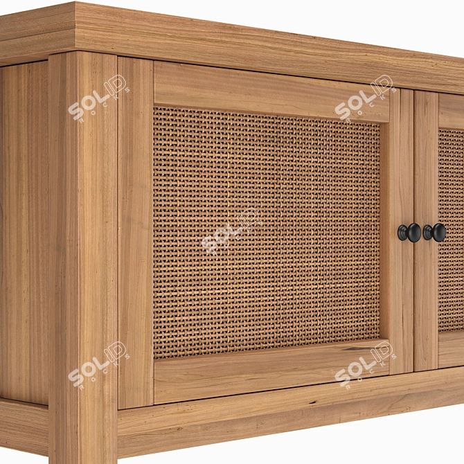 Gabin Pine & Woven Buffet: Elegant 1420 x 370 x 840H mm Design 3D model image 3