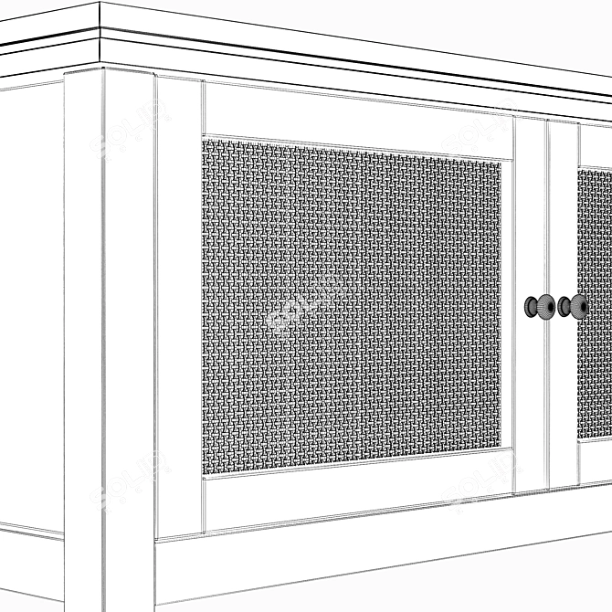 Gabin Pine & Woven Buffet: Elegant 1420 x 370 x 840H mm Design 3D model image 4