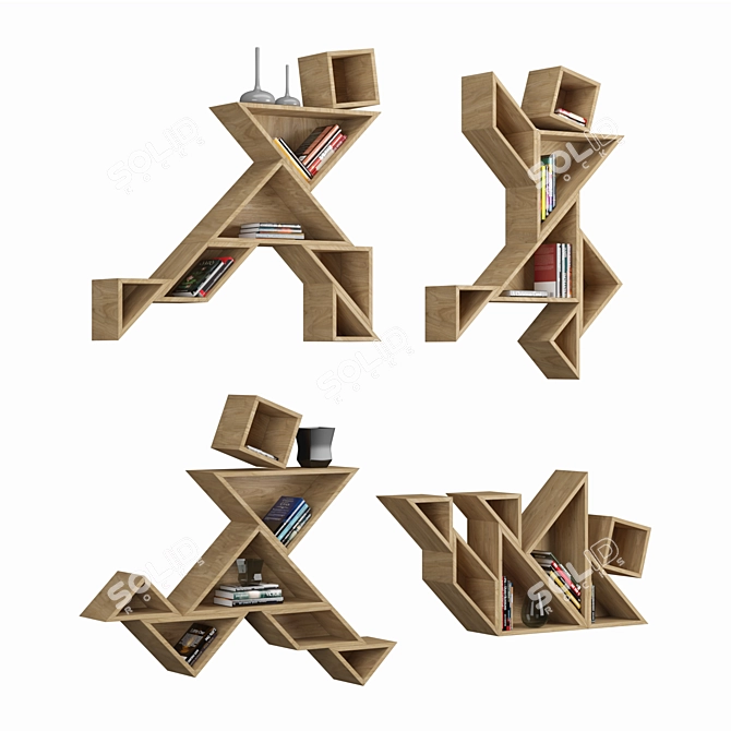 Modern Modular Bookcase Set 3D model image 2