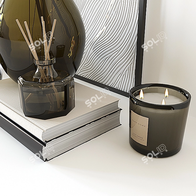 Elegant Glass Vase Decor Set 3D model image 4
