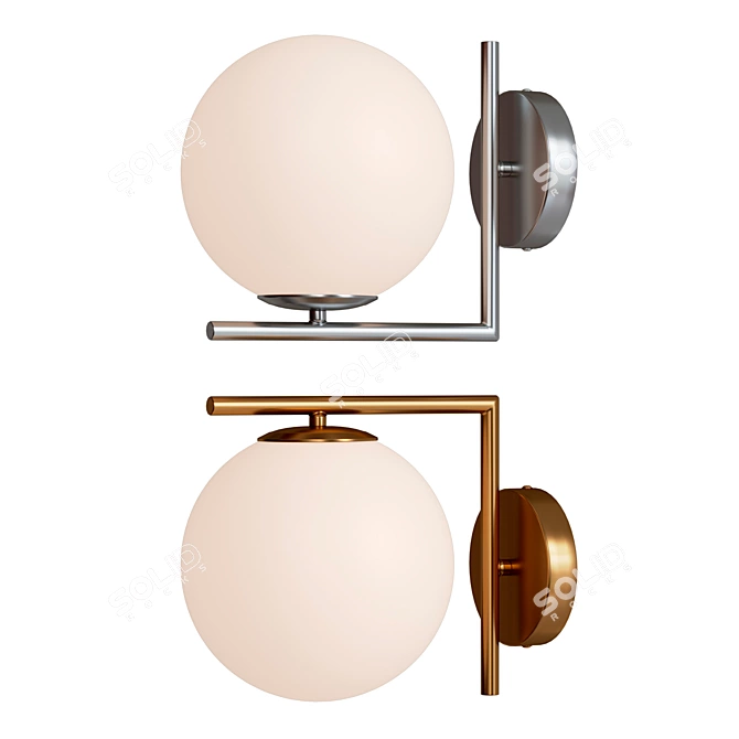 Sleek Sphere Wall Lamp 3D model image 2