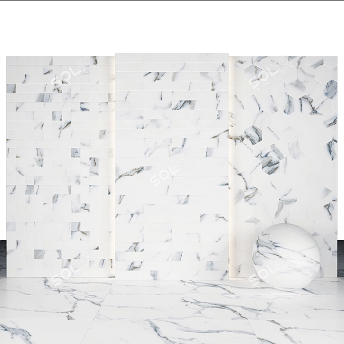 Elegant Solo White Marble Slabs 3D model image 2