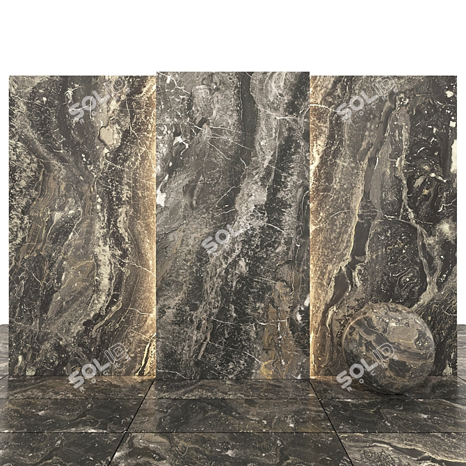 Nebula Dark Gray Marble Slabs 3D model image 1