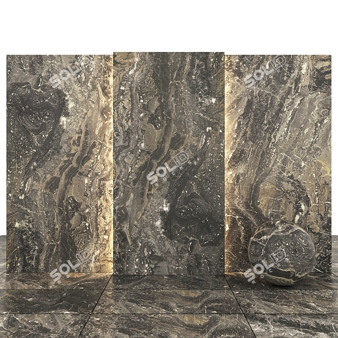 Nebula Dark Gray Marble Slabs 3D model image 2