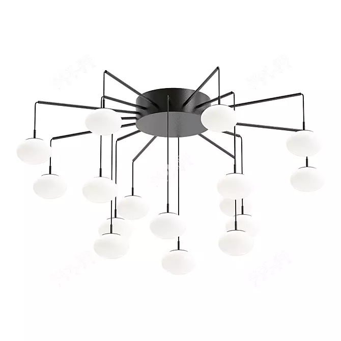 Sleek LED Chandelier: Versatile Elegance 3D model image 1