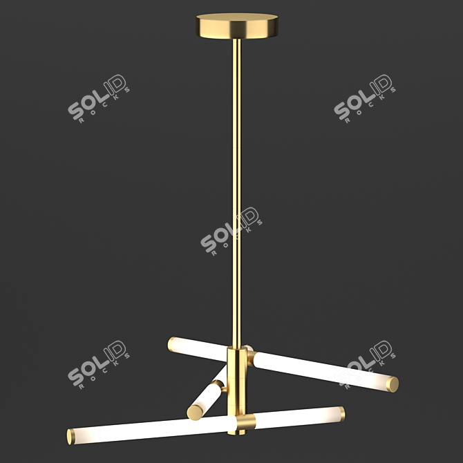 Axis Minimalist Gold LED Chandelier 3D model image 3