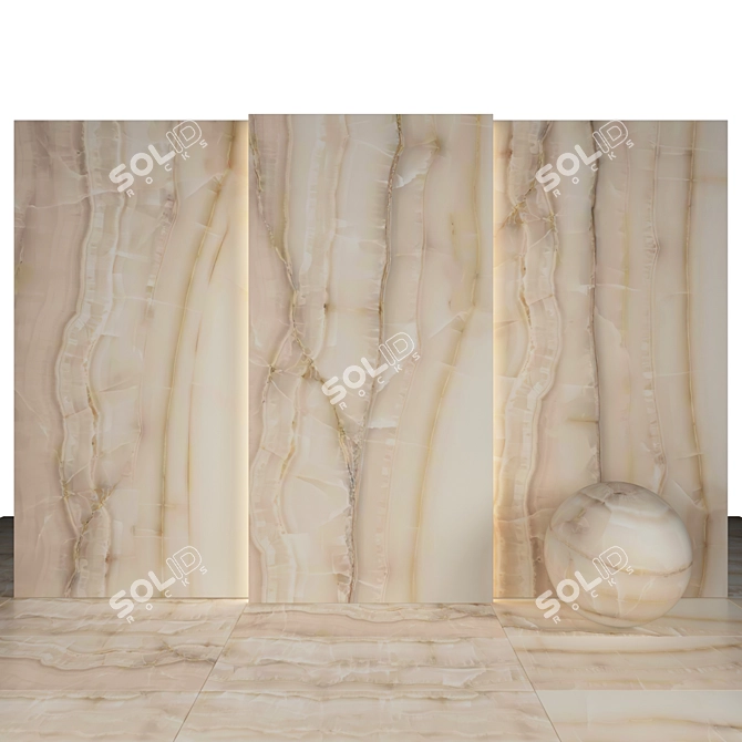 Elegant Akoya Beige Marble Tiles 3D model image 1