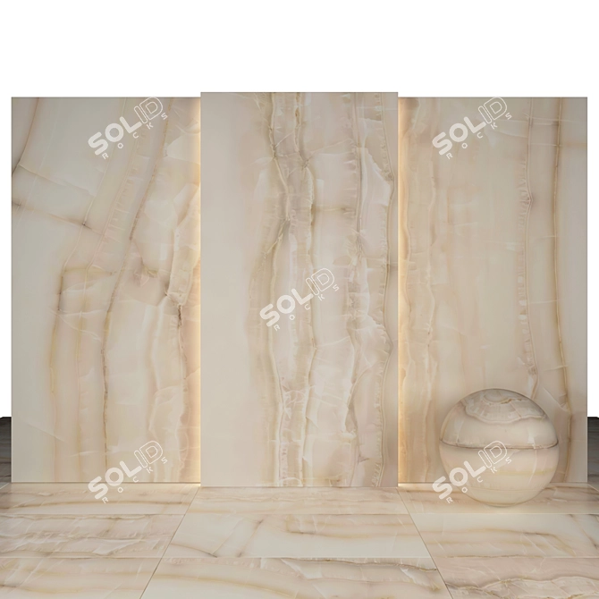 Elegant Akoya Beige Marble Tiles 3D model image 2