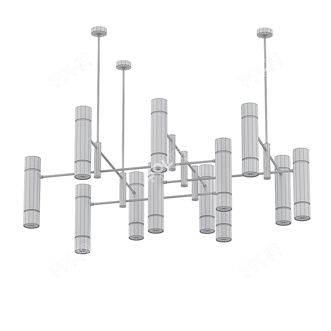 Elegant Silver Chandelier 3D model image 2