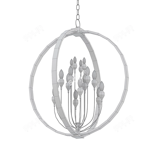 Elegant Polished Nickel Chandelier: Hudson 3D model image 2