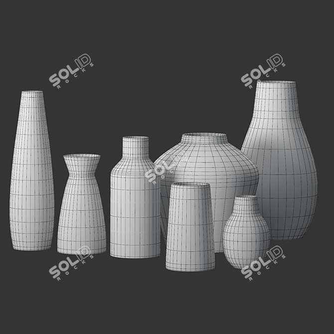 Sleek Black Ceramic Vases 3D model image 3